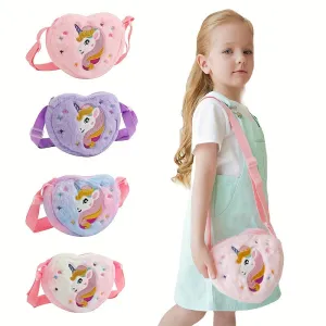 Adorable Plush Unicorn Shoulder Bag for Girls – Lightweight, Durable with Zip Pocket and Polyester Lining