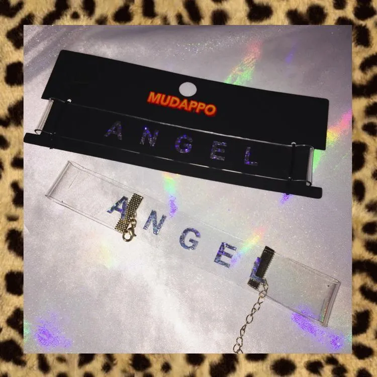 Angel Transparent Holographic Glitter Wide Choker