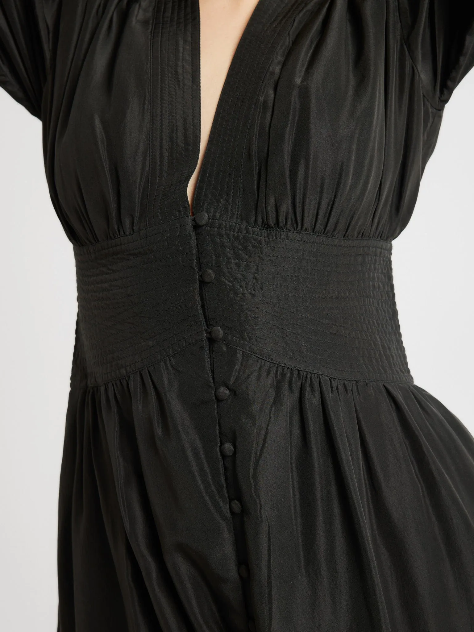 Anya Dress in Black Washed Silk