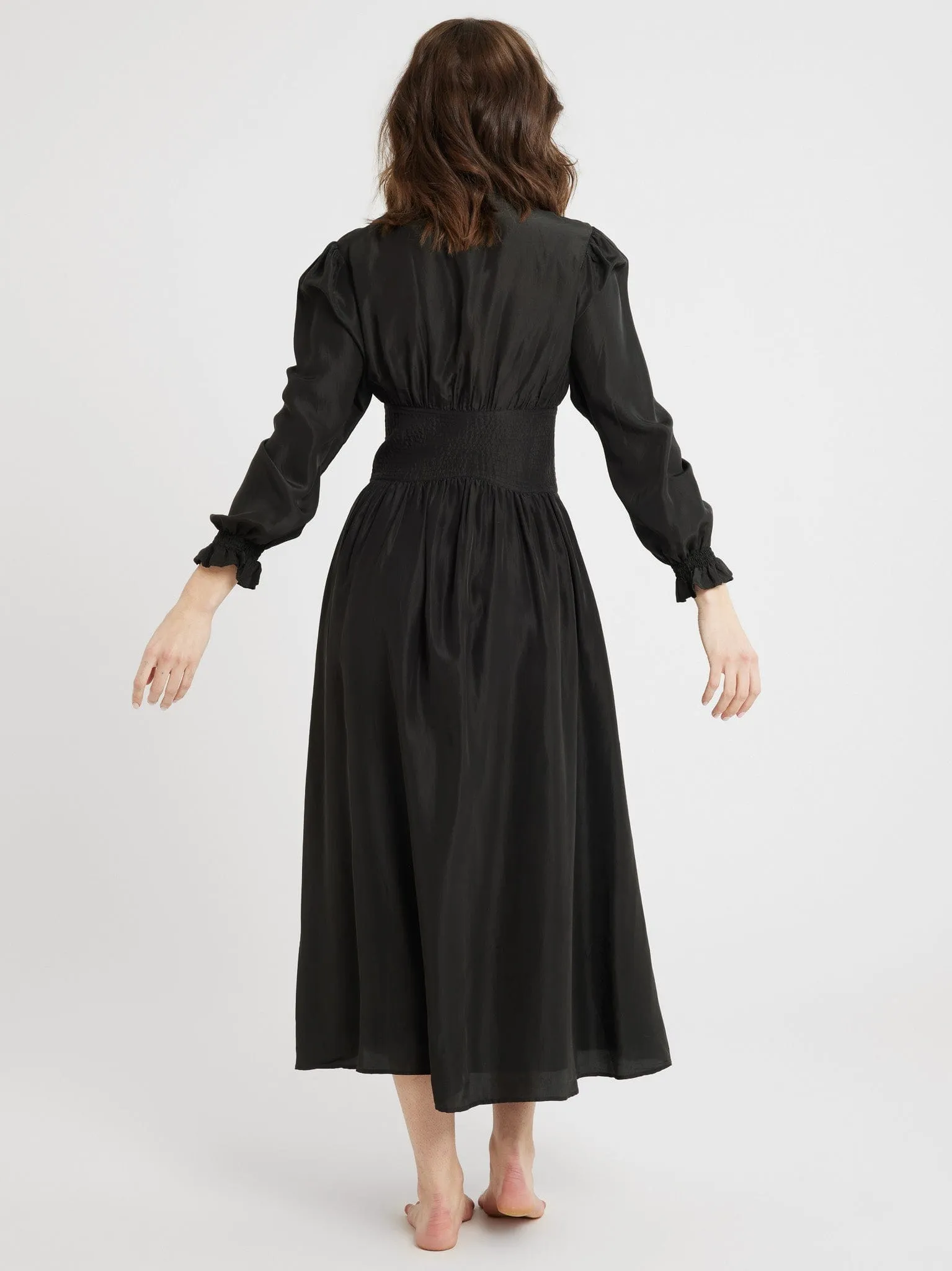 Anya Dress in Black Washed Silk