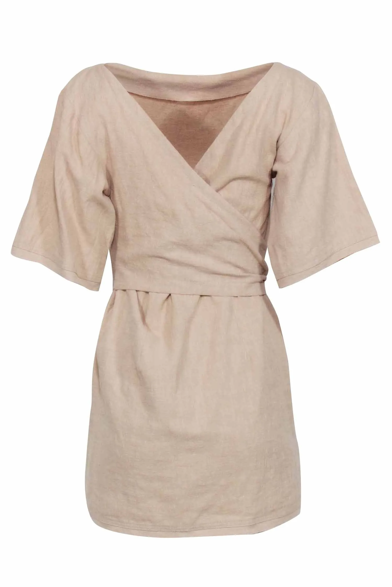 Bec & Bridge - Beige Linin Short Sleeve Mini Dress Sz 8