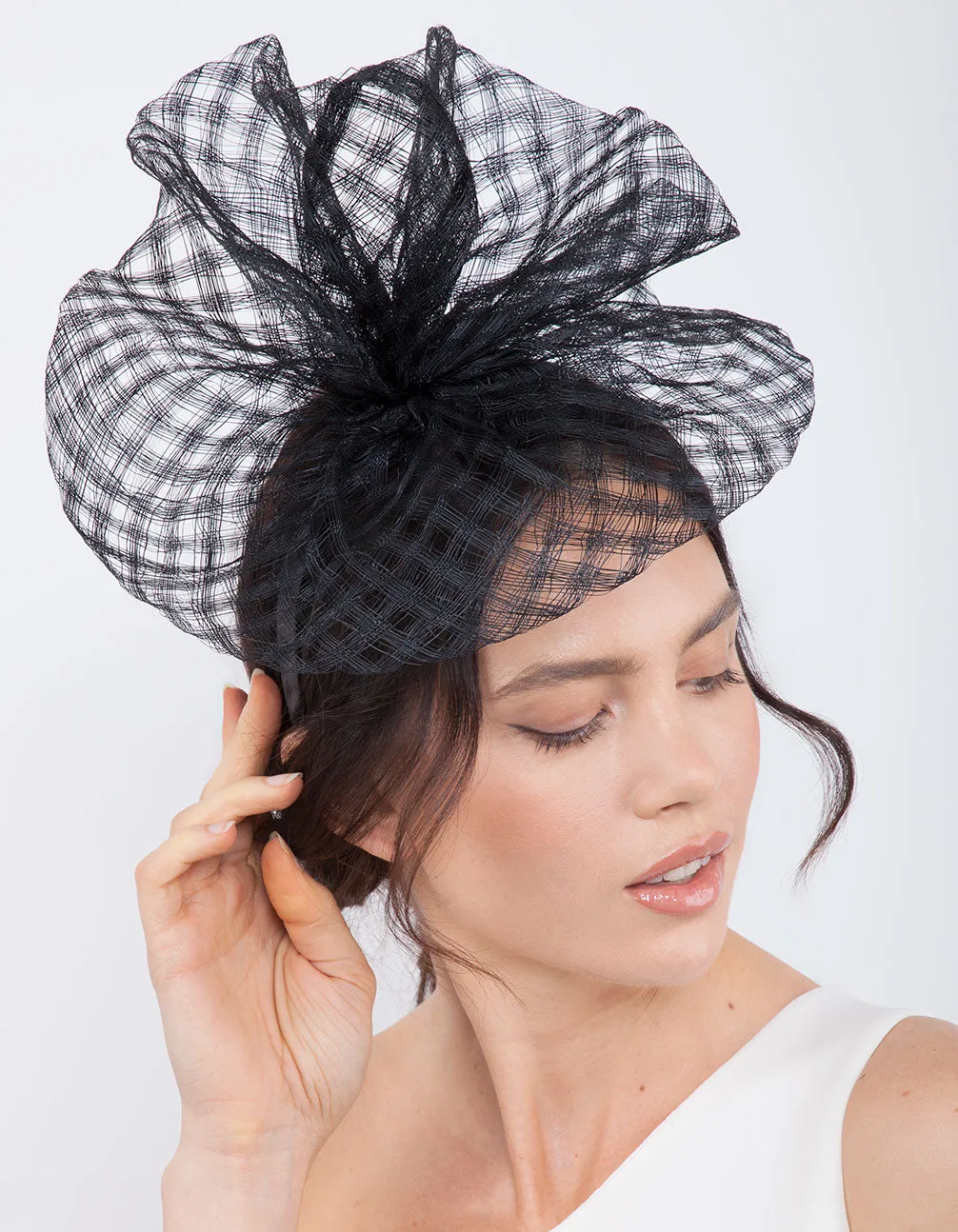 Black Woven Sinamay Fascinator