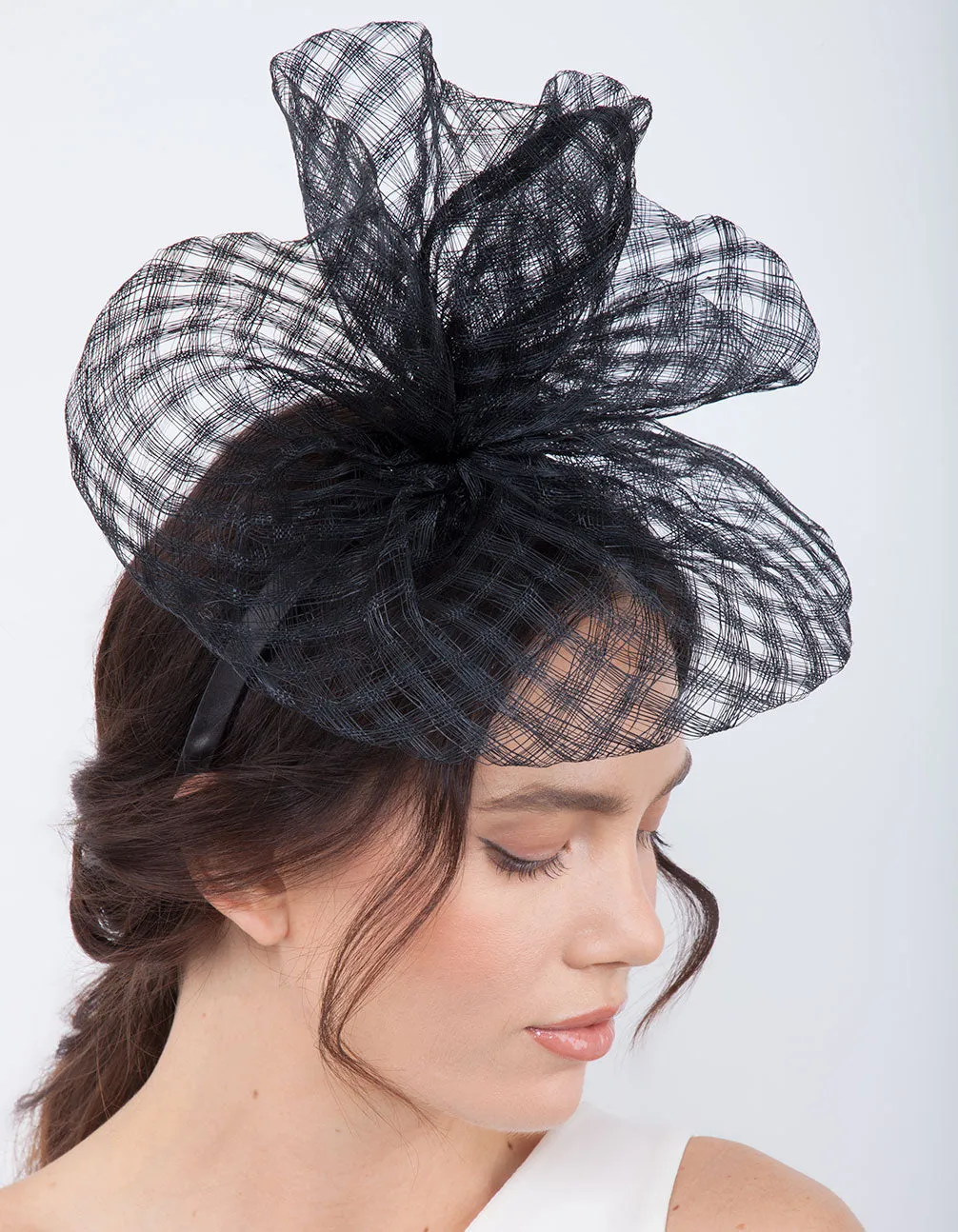 Black Woven Sinamay Fascinator