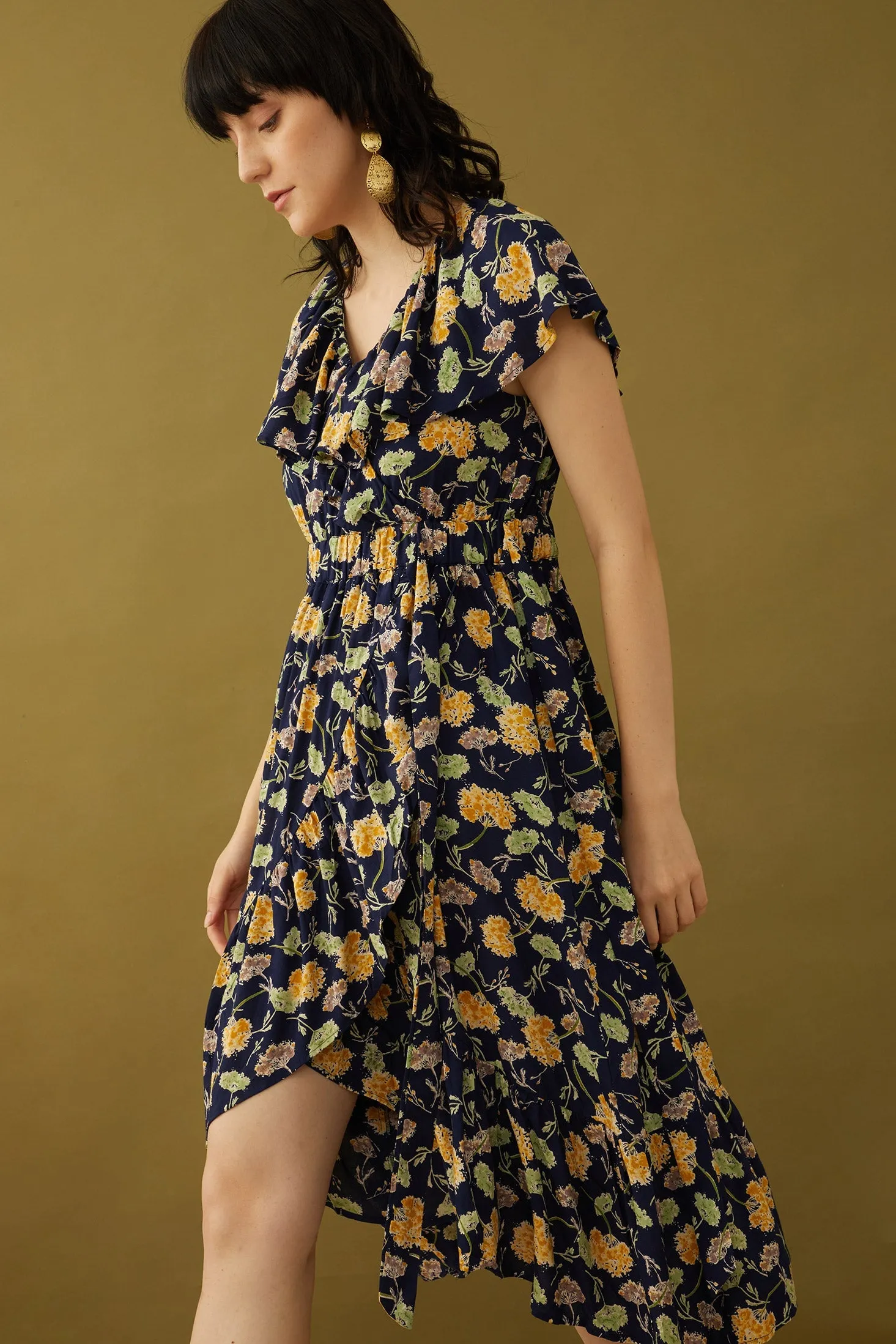 Bohera Marjorie Mellum Wrap-Over Floral Print Dress