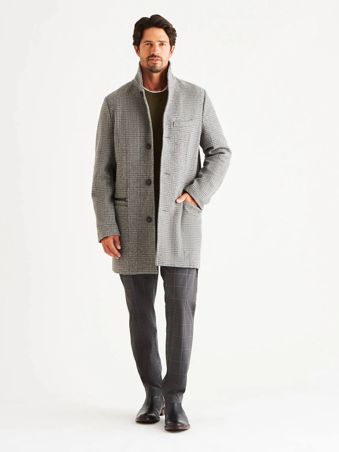 Bordin Wool Plaid Overcoat