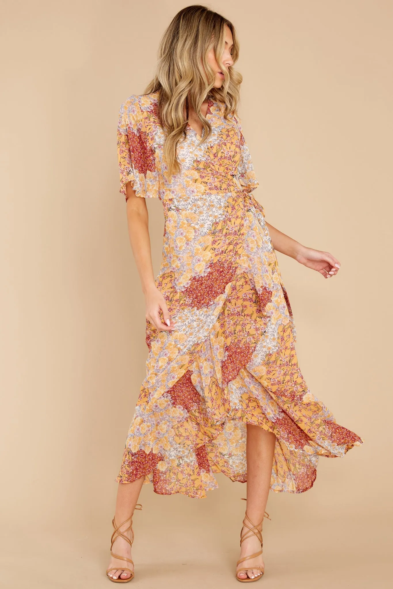 Bright Spark Orange Floral Print Maxi Dress