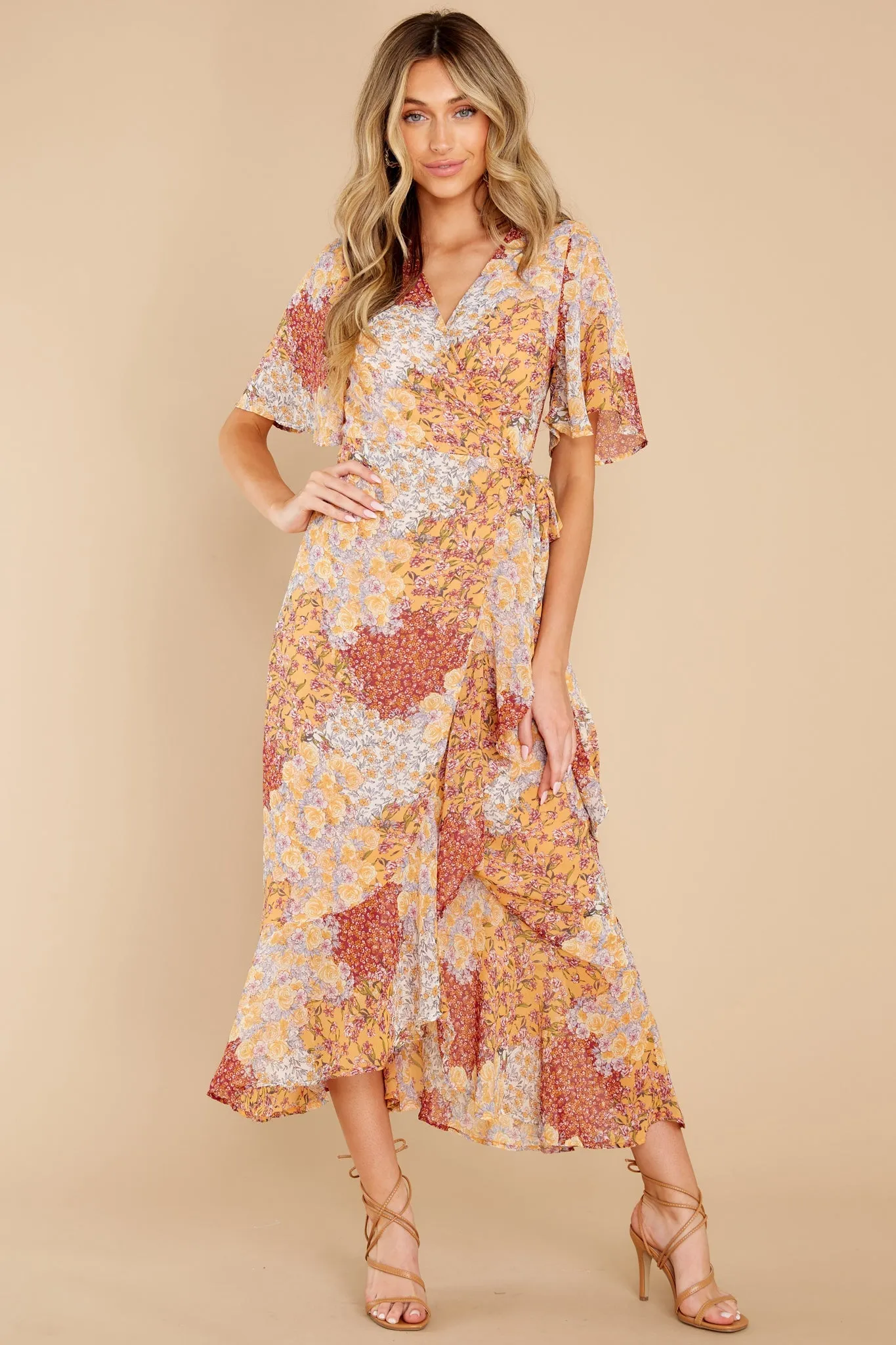 Bright Spark Orange Floral Print Maxi Dress