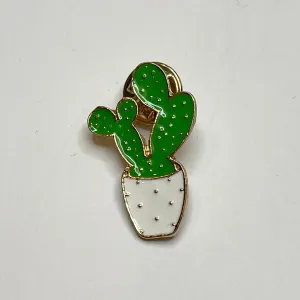 Cactus in White Pot Enamel Pin