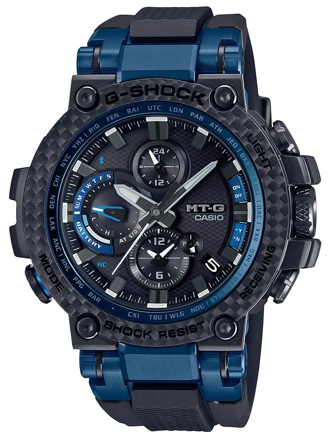 Casio G-Shock MT-G Carbon Bezel 2 Way Time Sync Mens Watch MTG-B1000XB-1A