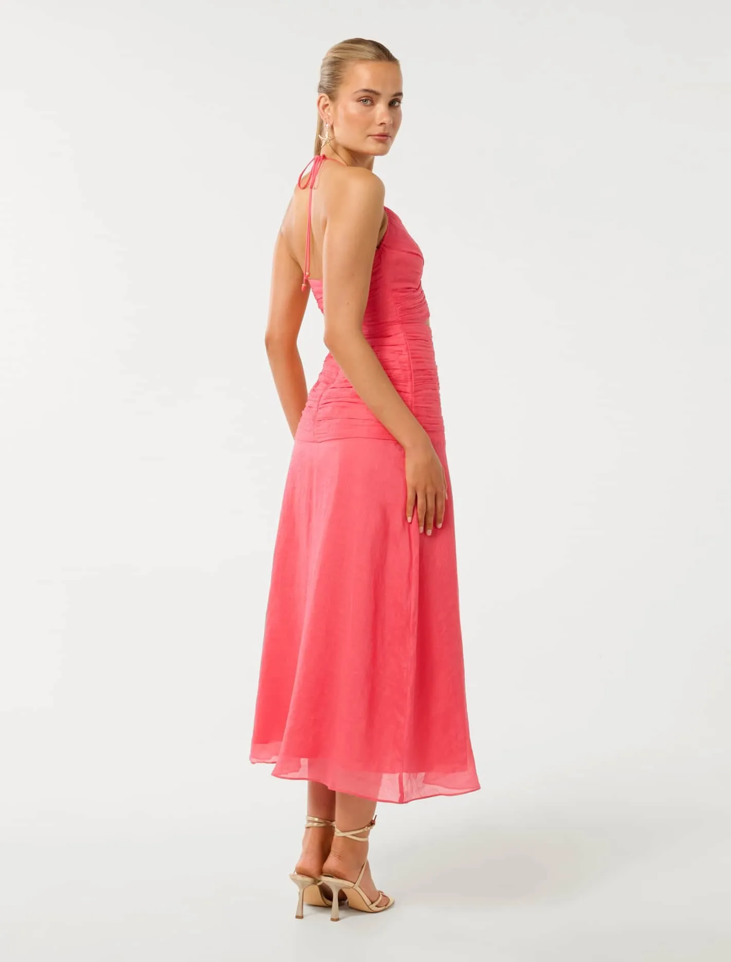 Clarissa Gathered Halter Midi Dress