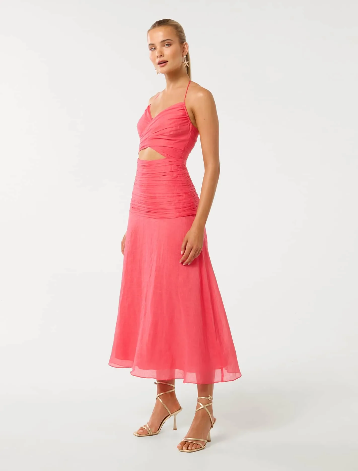 Clarissa Gathered Halter Midi Dress