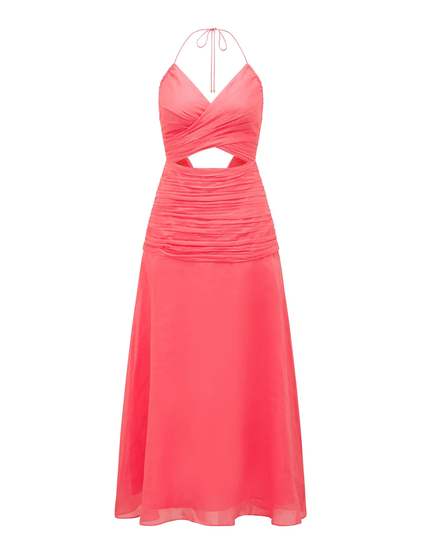 Clarissa Gathered Halter Midi Dress