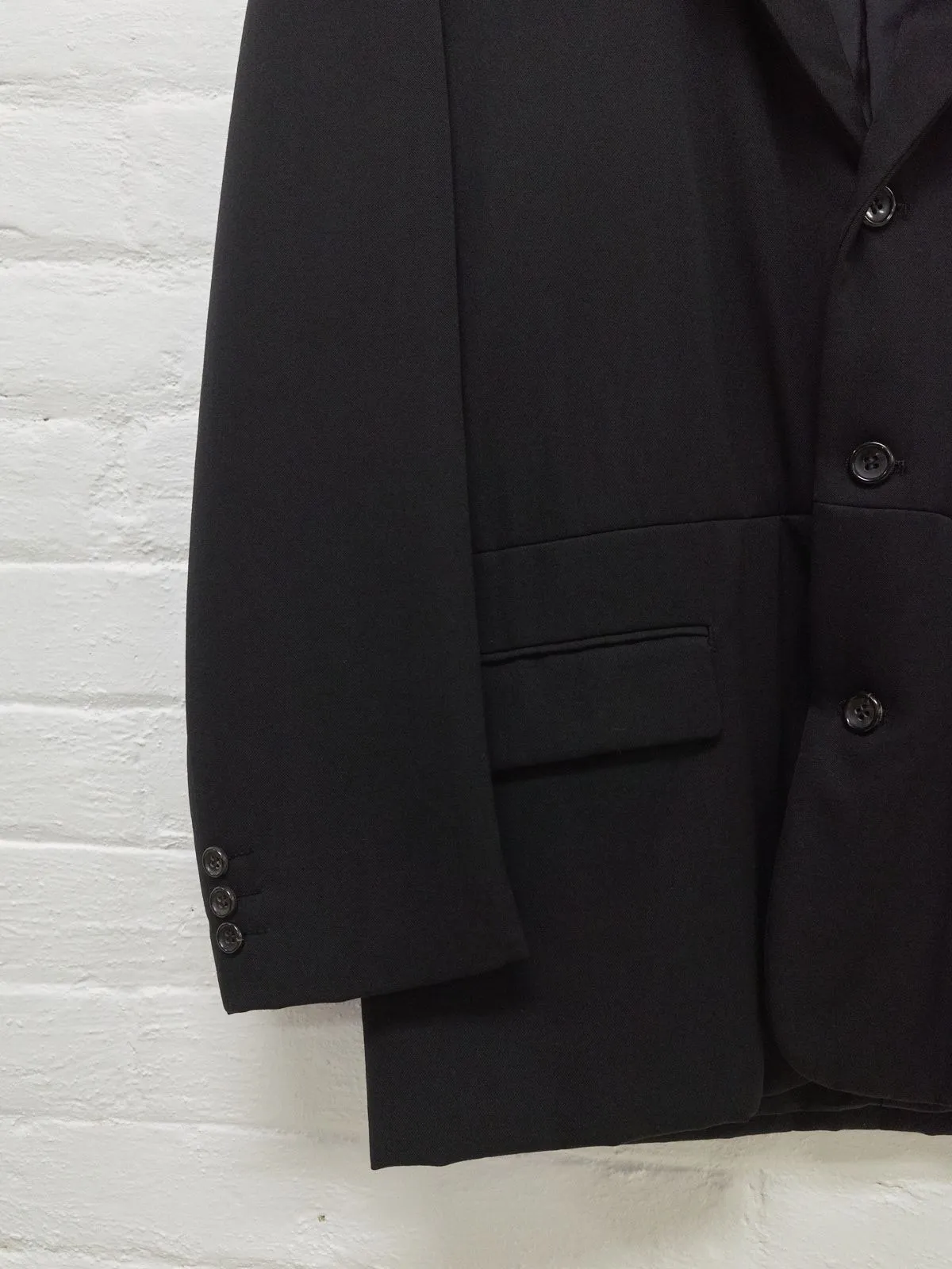 Comme des Garcons Homme 1991 black padded wool 3 button drawstring blazer - sz M