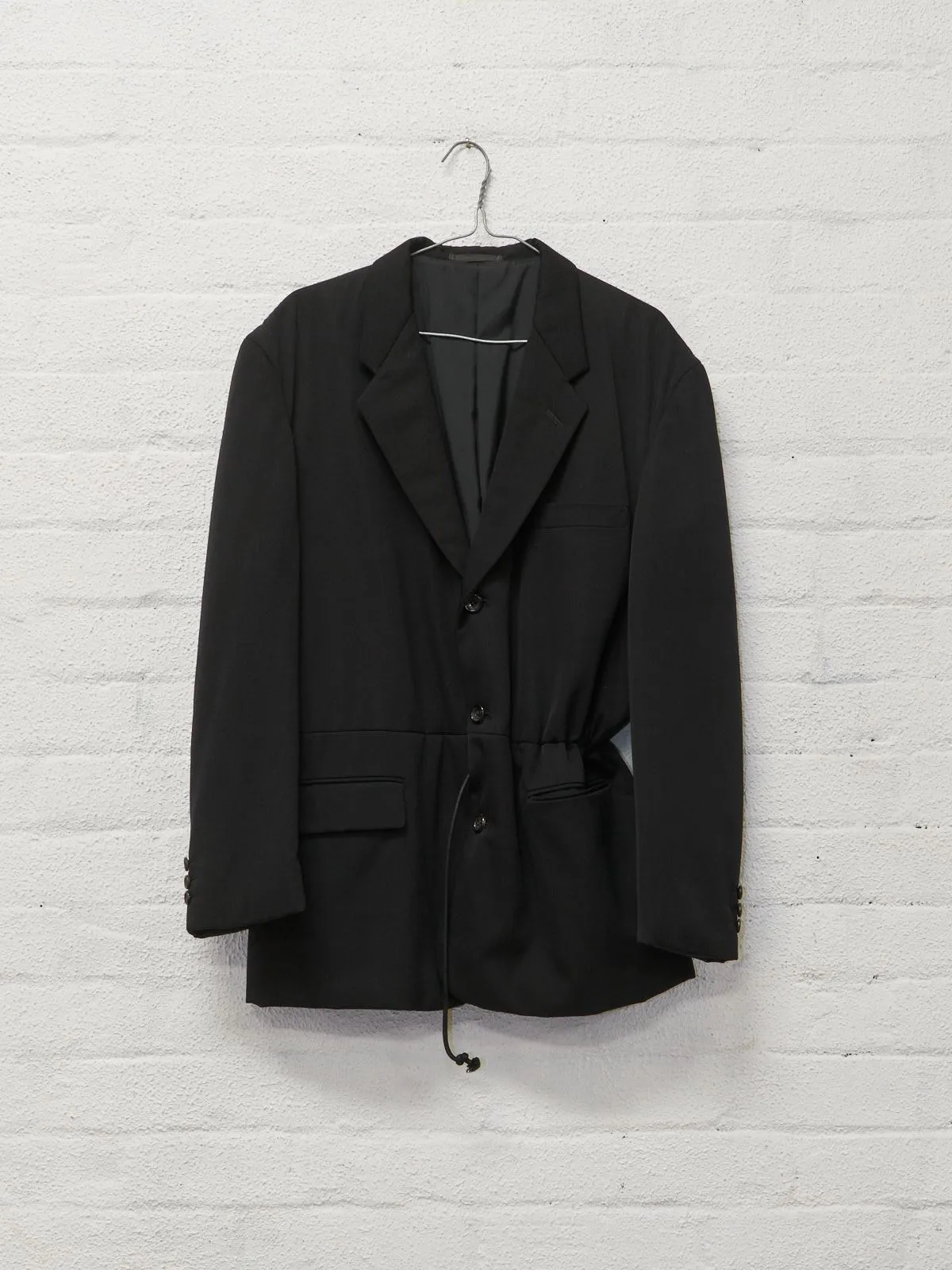 Comme des Garcons Homme 1991 black padded wool 3 button drawstring blazer - sz M