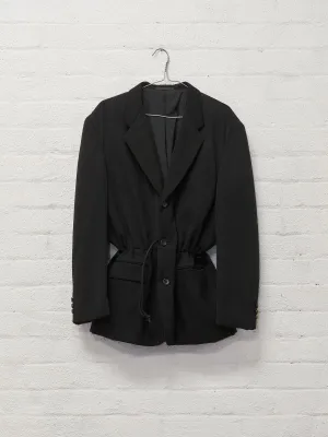 Comme des Garcons Homme 1991 black padded wool 3 button drawstring blazer - sz M