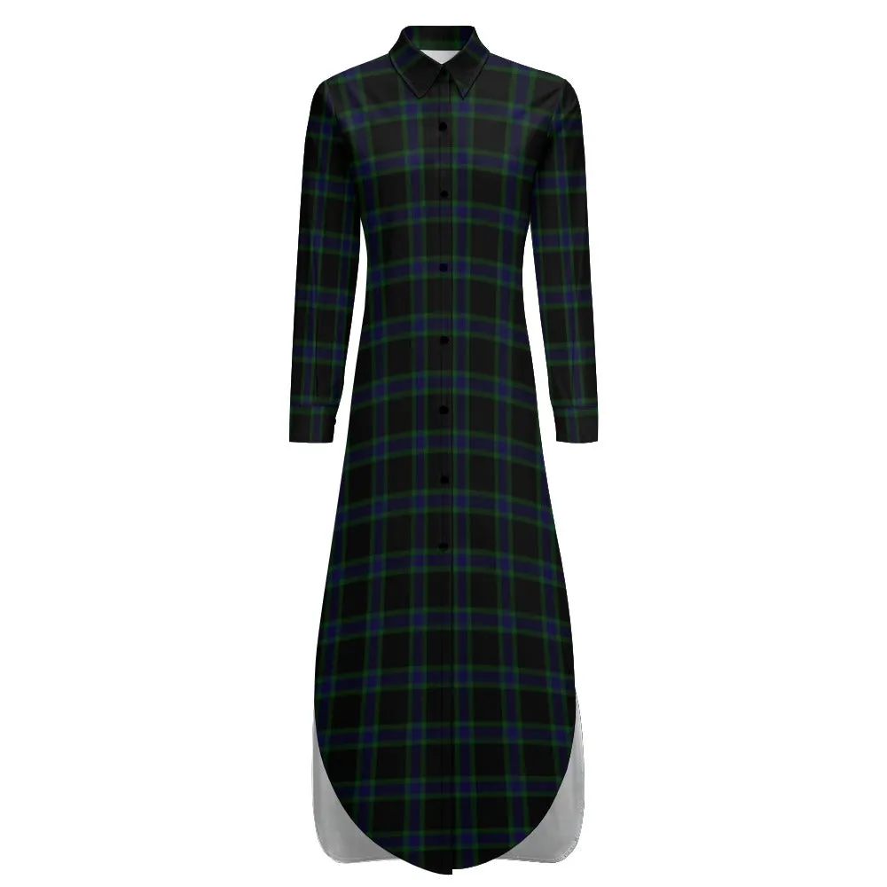 Dark Triad Plaid Button Neck Long Sleeve Shirt Dress - 2 options