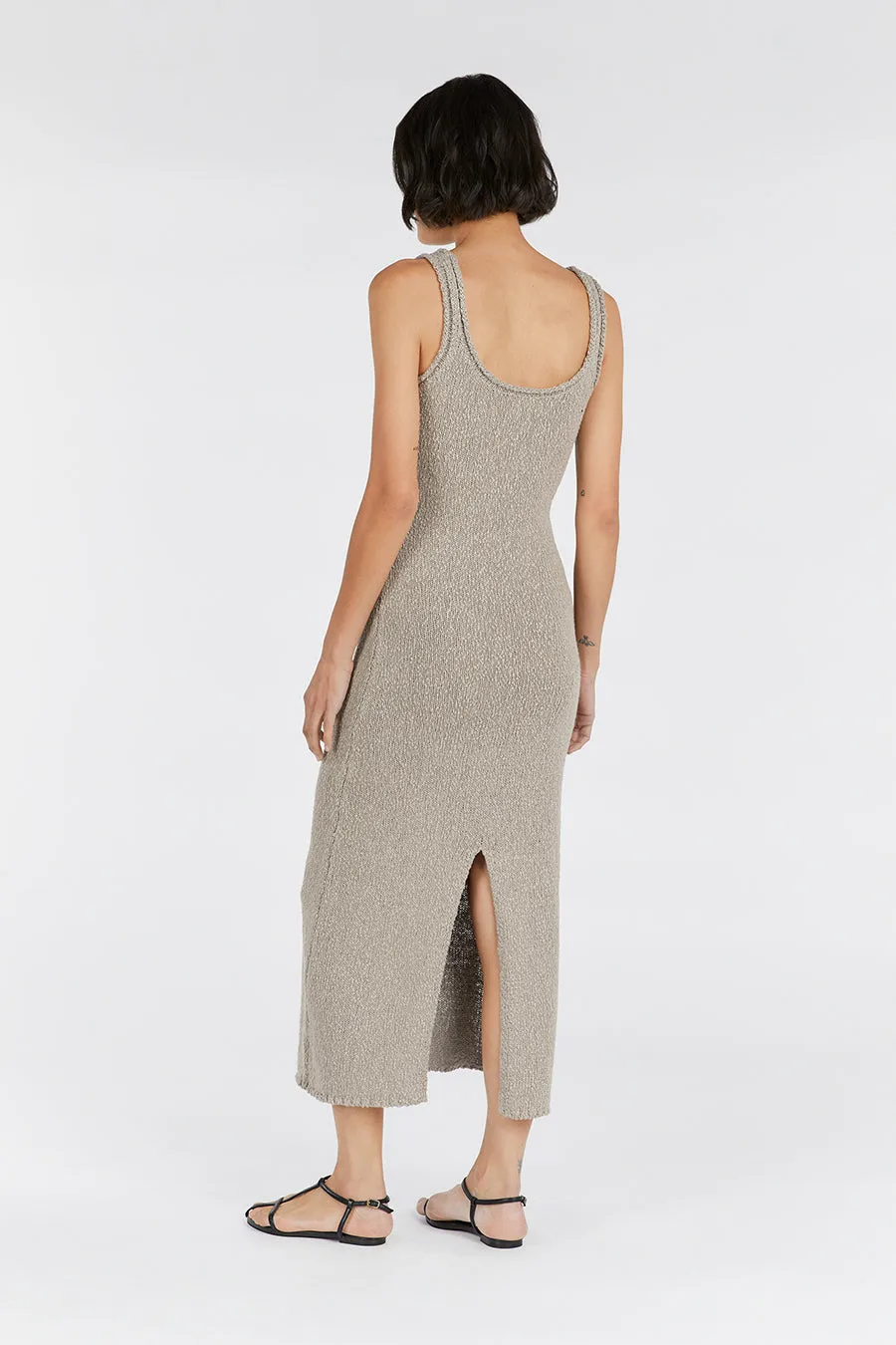 DION TAUPE BOUCLE MAXI DRESS