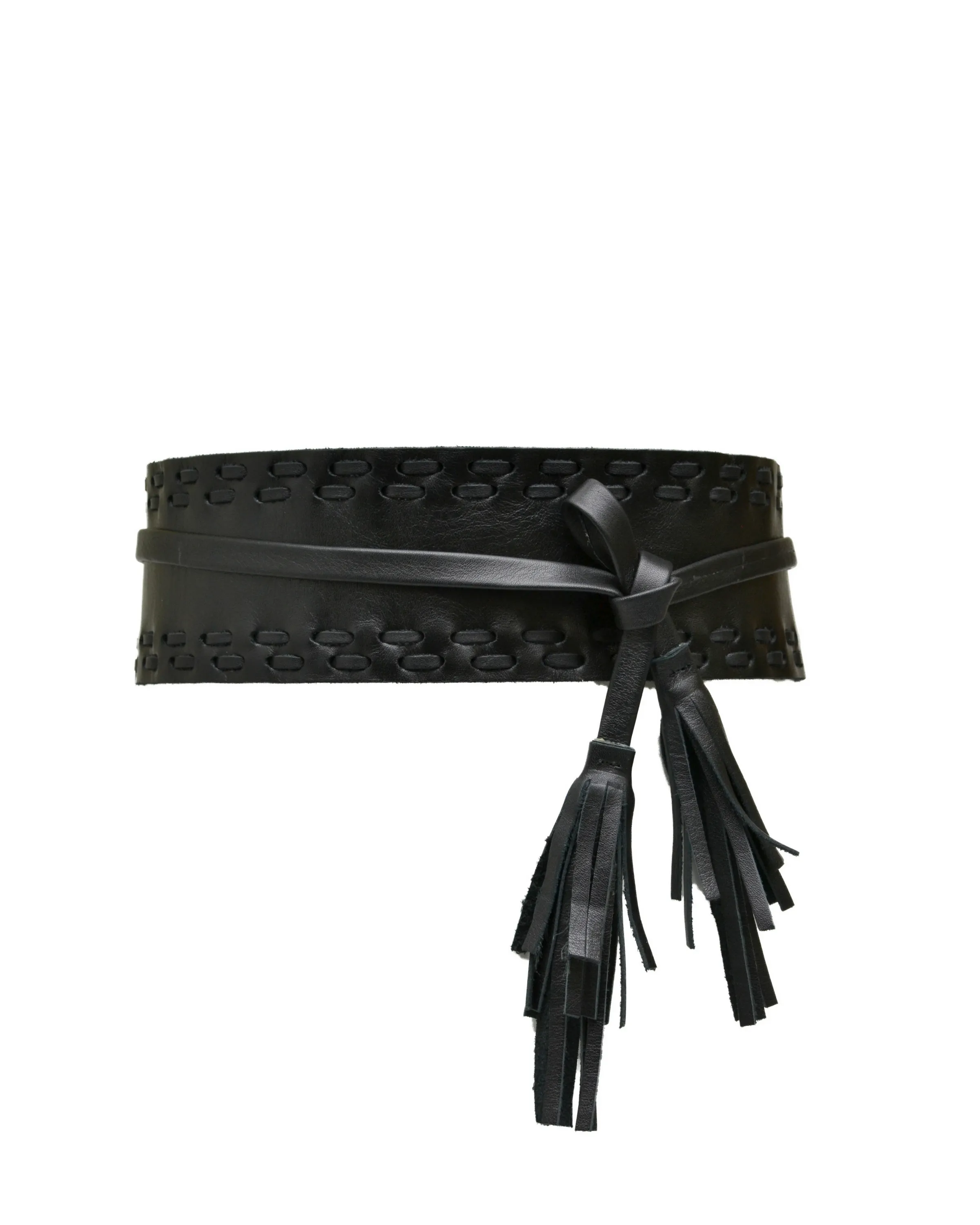 Faith Wrap Leather Belt - Black