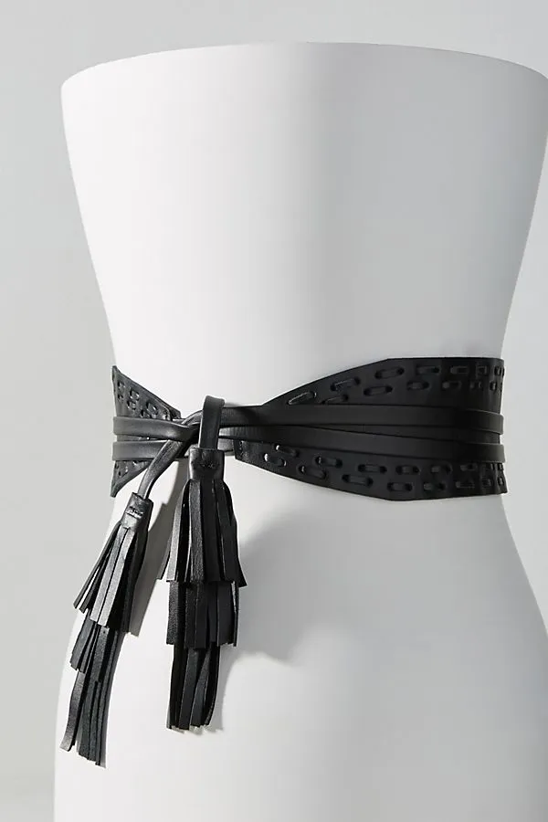 Faith Wrap Leather Belt - Black