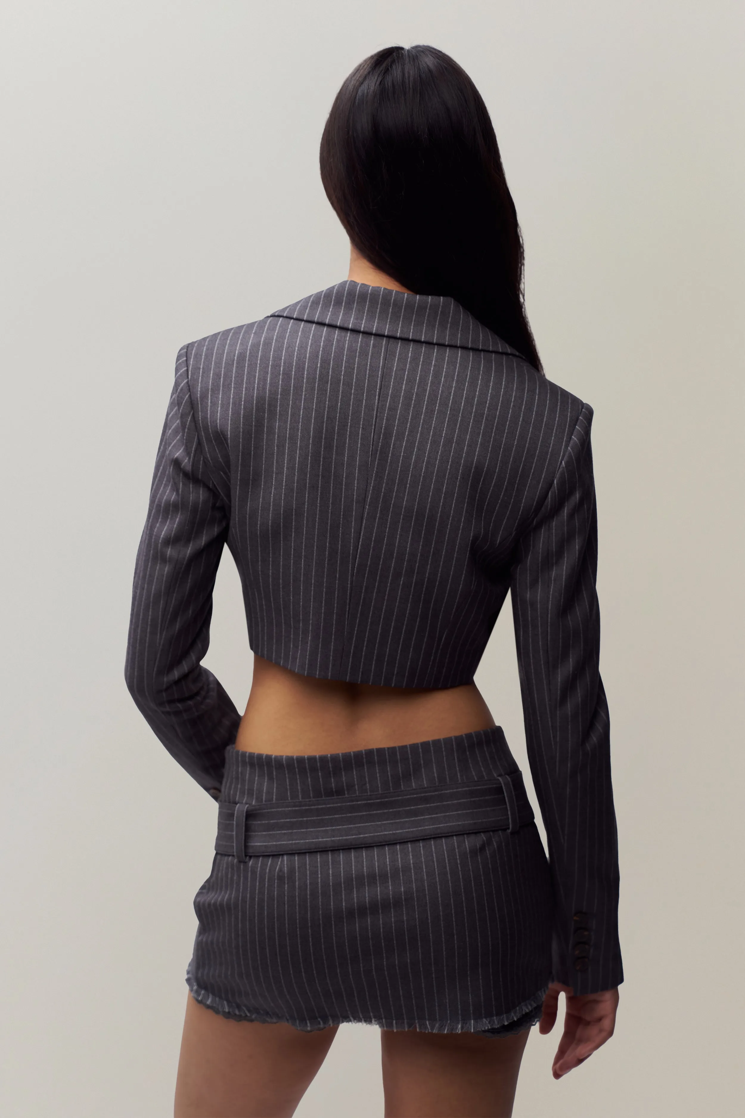 Fei Pinstripe Cropped Blazer