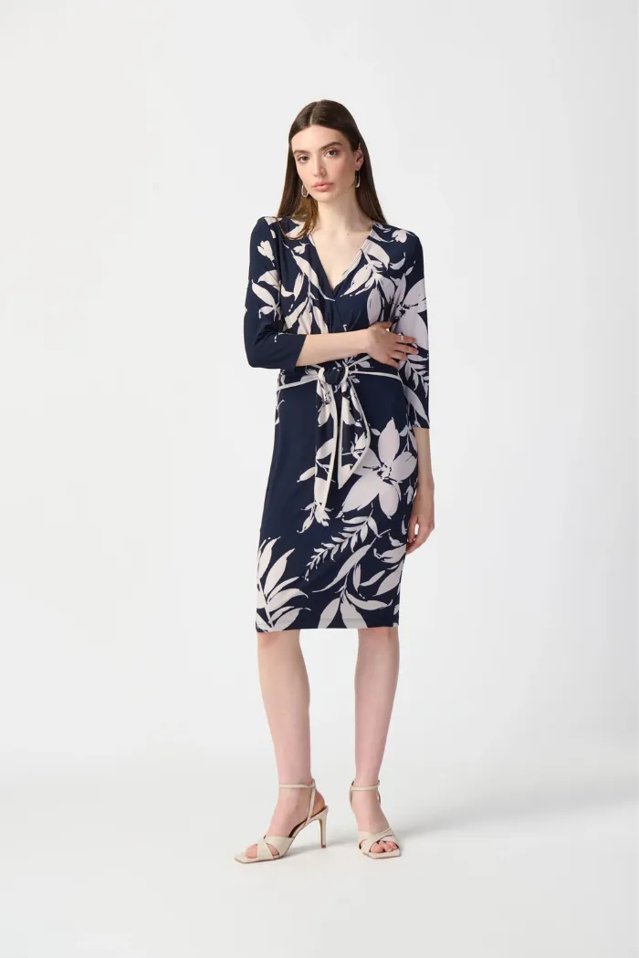 Floral Print Silky Knit Wrap Dress