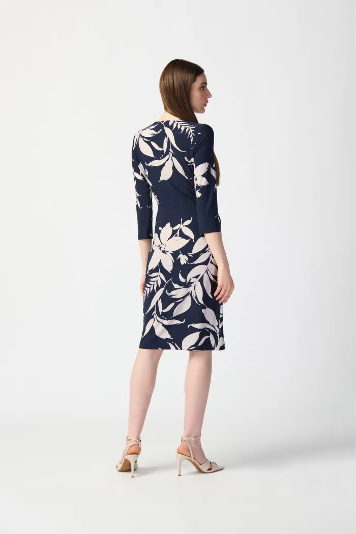 Floral Print Silky Knit Wrap Dress