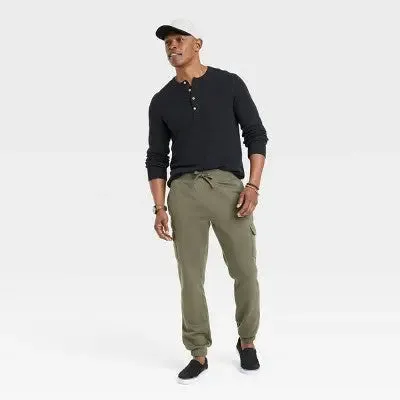 Goodfellow & Co Men's Mid Rise Tapered Leg Cargo Pants Wrinkle-Resistant Fleece