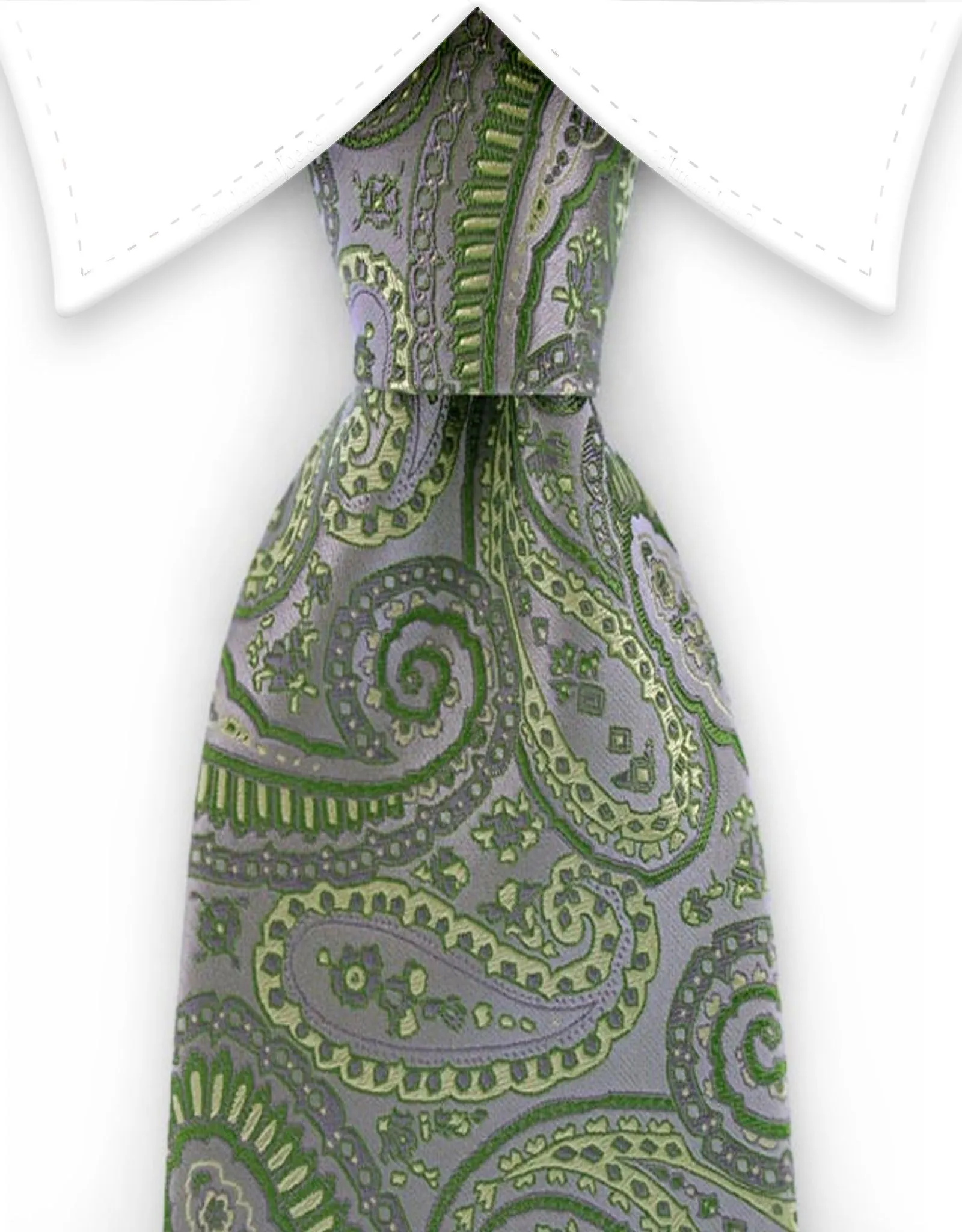 Green & Silver Paisley Tie