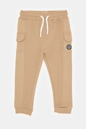 Infant Boys Beige Cargo Track Pants