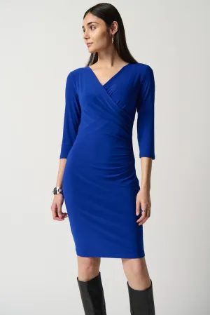 Joseph Ribkoff Three-Quarter Sleeve Wrap Dress Royal Sapphire 233305F24