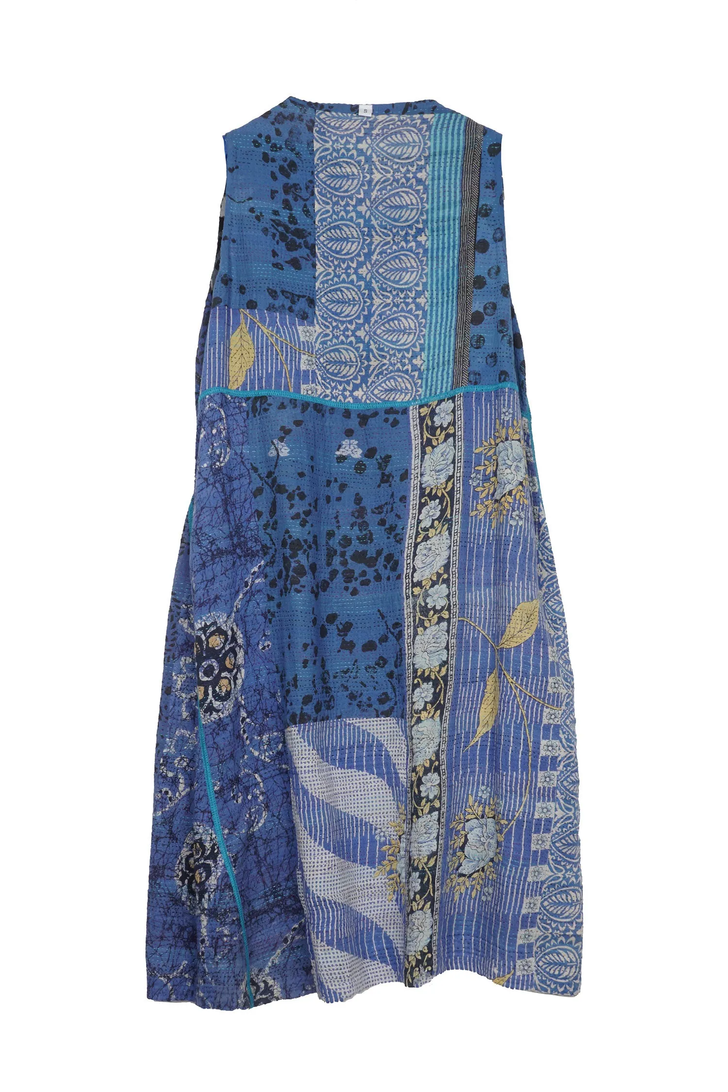 LAKESIDE PRINT KANTHA WRAP DRESS - lp2411-blu -