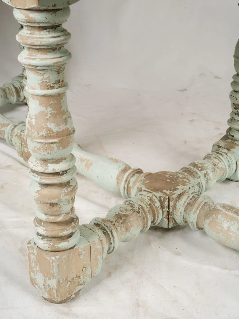 Large Early 20th-Century Oak Dining Table w/ Baluster Legs & mint green patina - 90¼"