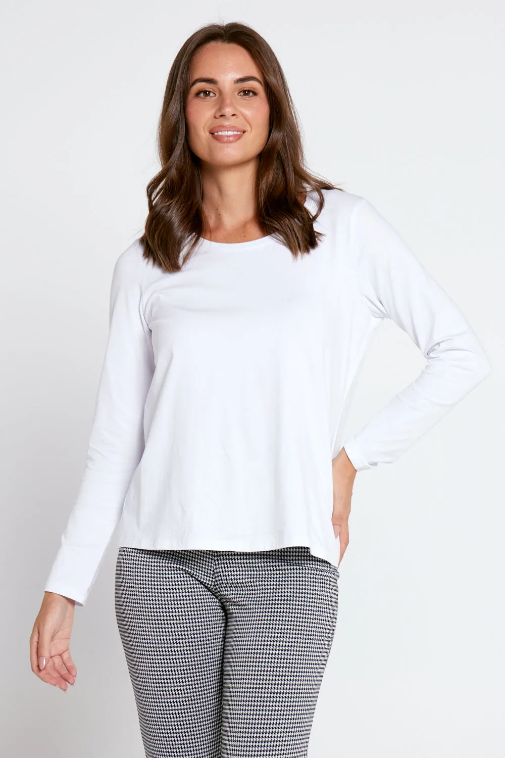 Lifestyle Basic Long Sleeve Cotton Tee - White