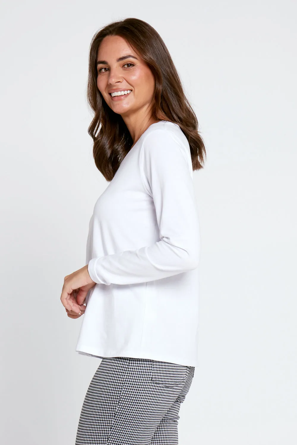 Lifestyle Basic Long Sleeve Cotton Tee - White