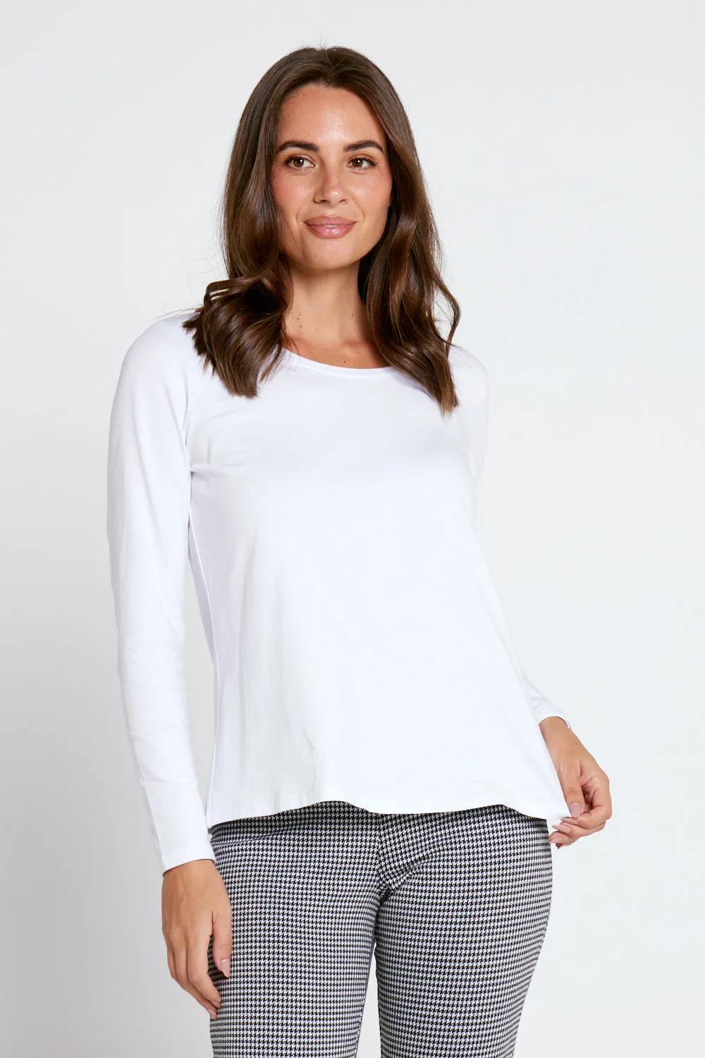 Lifestyle Basic Long Sleeve Cotton Tee - White