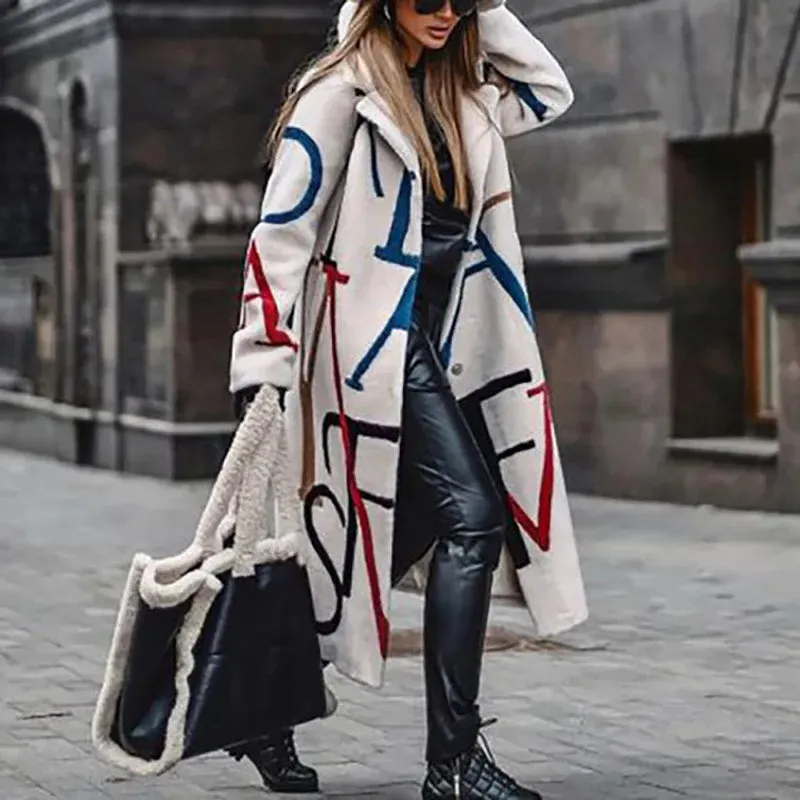 Love Letter Print Trench Overcoat