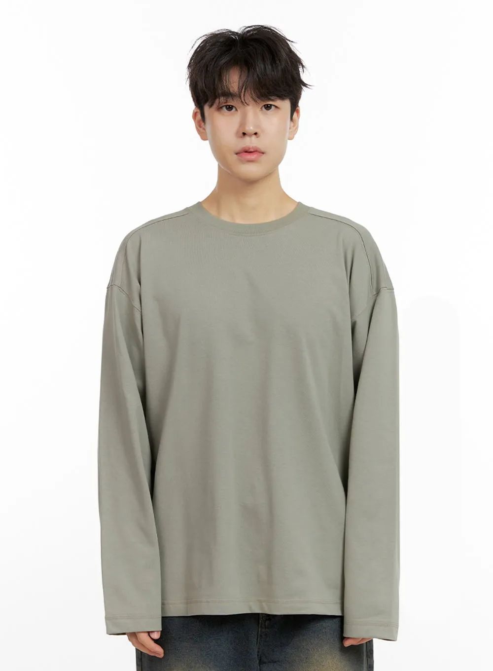 Men's Cozy Cotton Long Sleeve Oversize Tee IN422