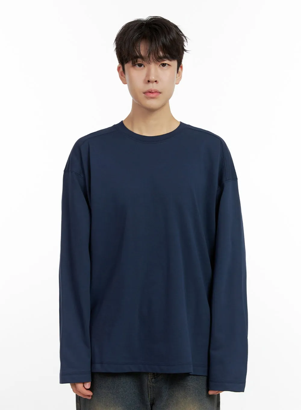 Men's Cozy Cotton Long Sleeve Oversize Tee IN422