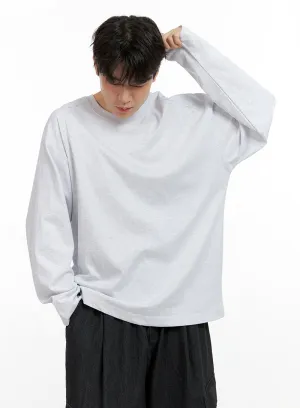 Men's Cozy Cotton Long Sleeve Oversize Tee IN422