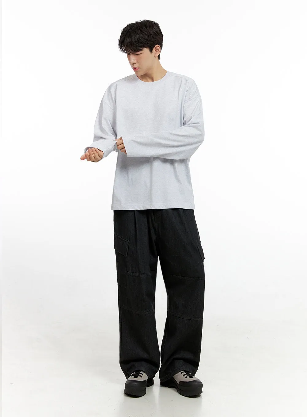 Men's Cozy Cotton Long Sleeve Oversize Tee IN422