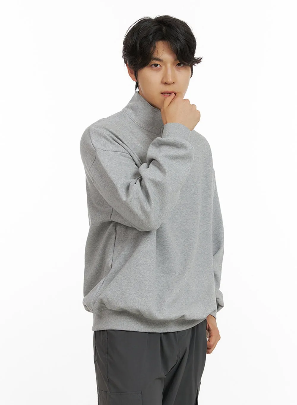 Men's Cozy Zip-Up Solid Sweatshirt (Gray) IG409