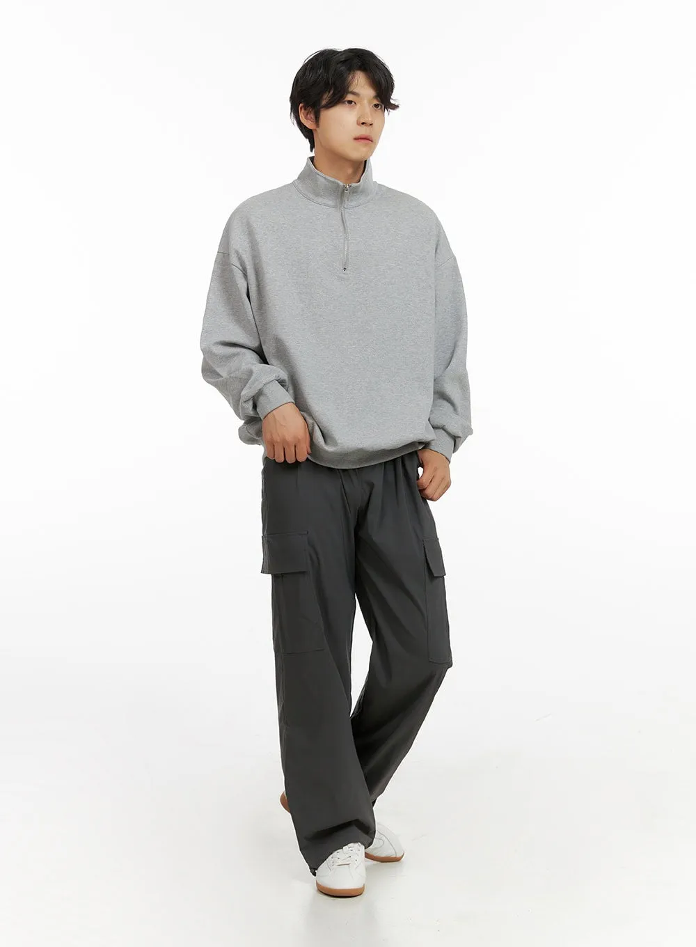 Men's Cozy Zip-Up Solid Sweatshirt (Gray) IG409