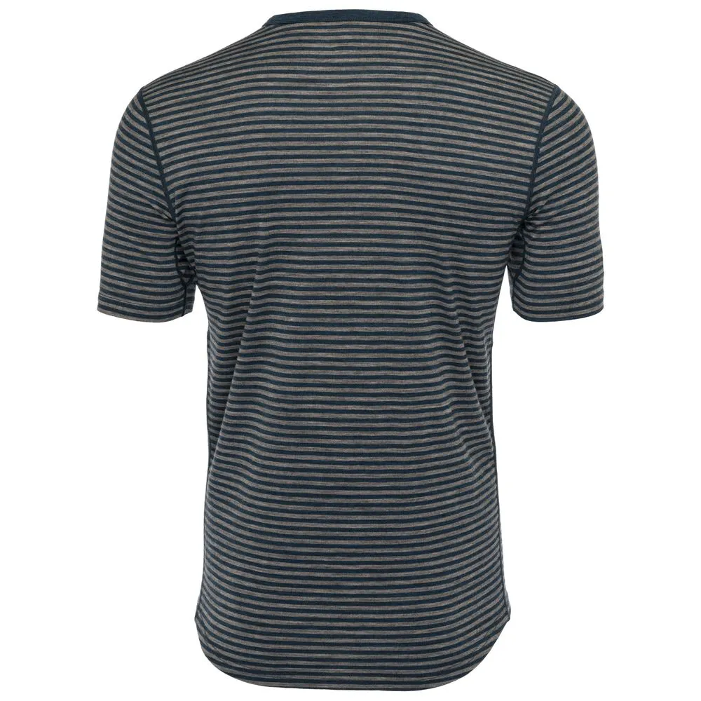 Mens Merino 150 Short Sleeve Crew (Stripe Petrol/Charcoal)