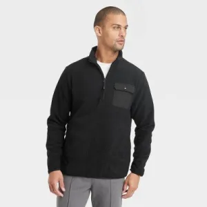 New - Men's Quarter-Zip Fleece Sweatshirt - Goodfellow & Co Black XL