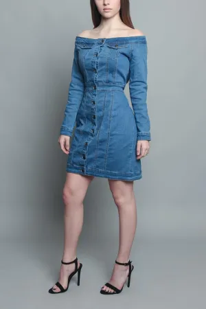 Off the Shoulder Denim Dress