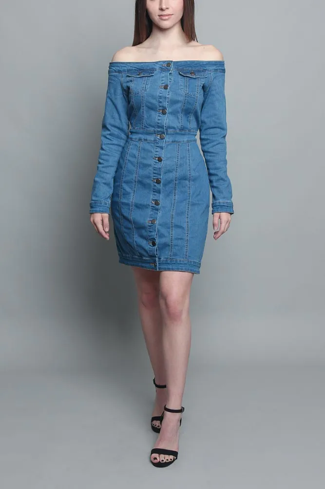 Off the Shoulder Denim Dress