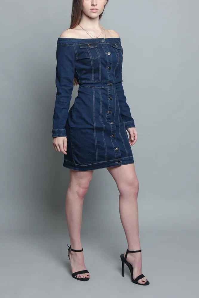 Off the Shoulder Denim Dress