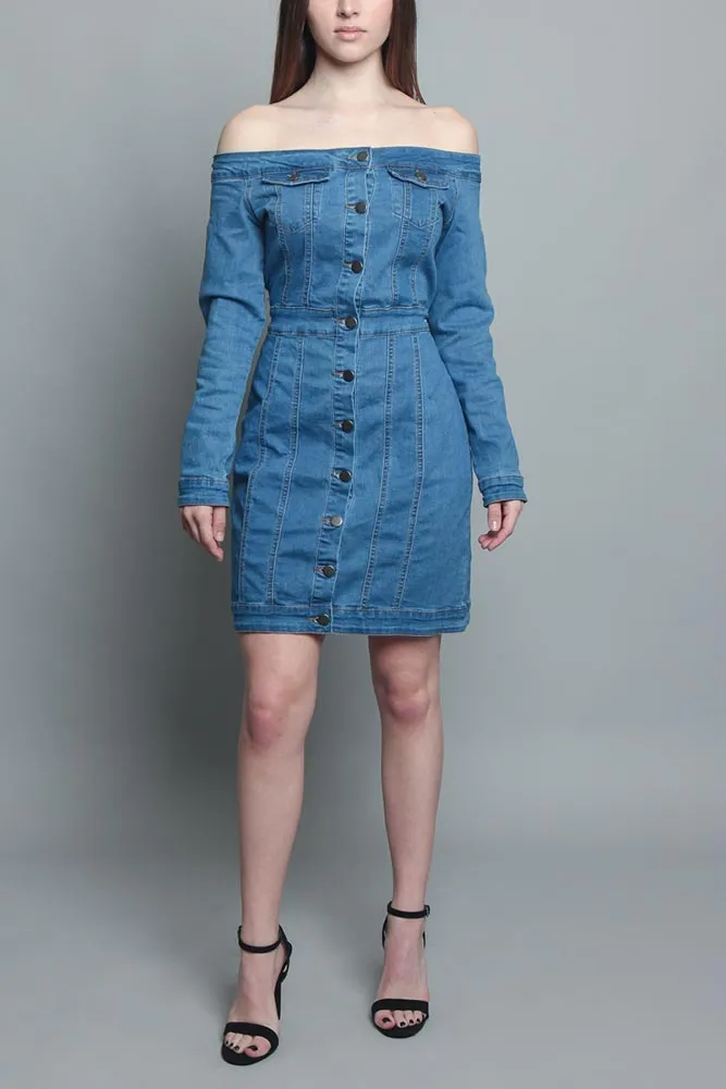 Off the Shoulder Denim Dress