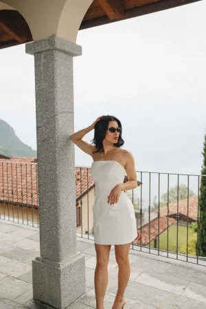 Organic Cotton Strapless Mini Dress in Ivory