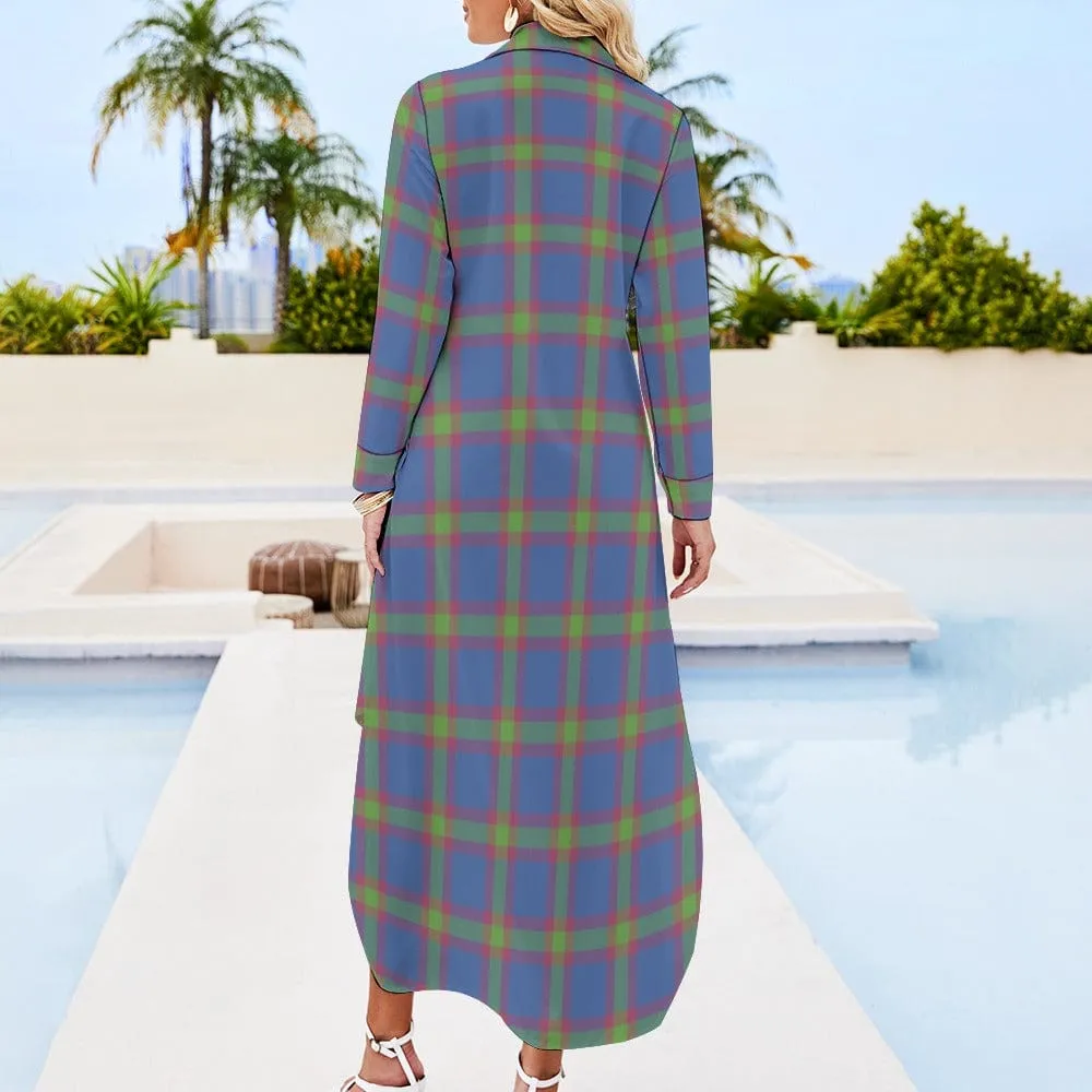 Plaid Desires Button Neck Long Sleeve Shirt Dress - 2 options